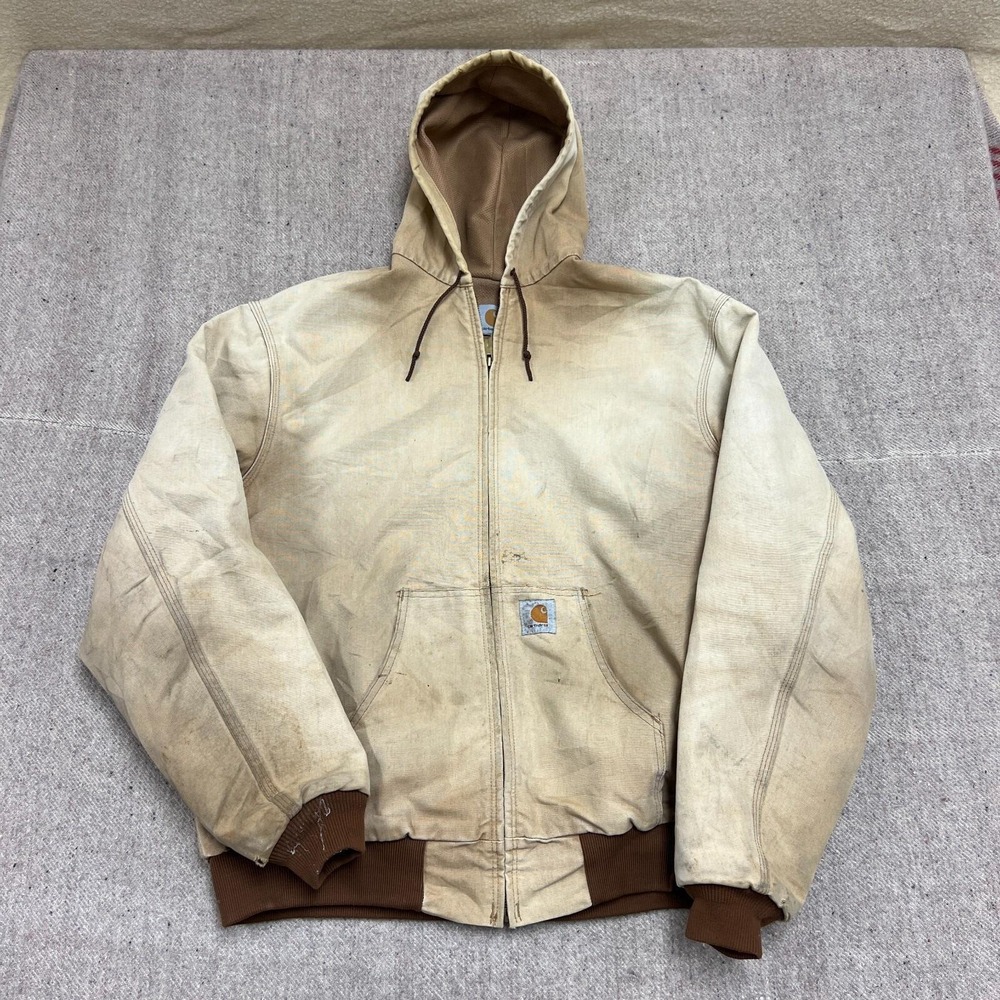 Vintage Carhartt Bomber Jacket Mens XL Beige 1990s Sun Faded USA
